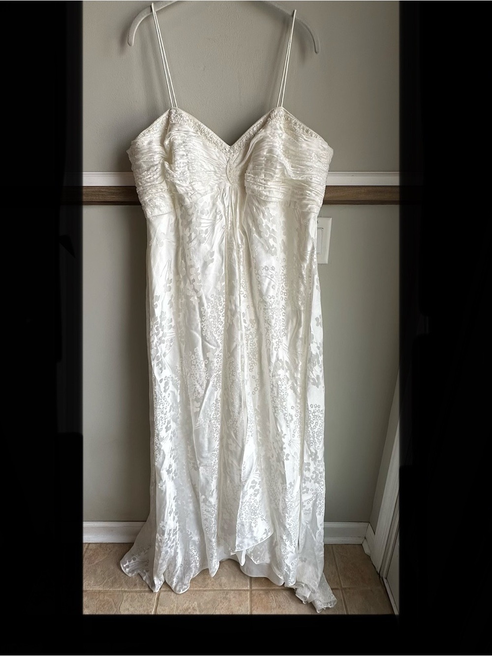 Galina Ivory Empire Waist Split Front Beaded Wedding Dress David’s Bridal